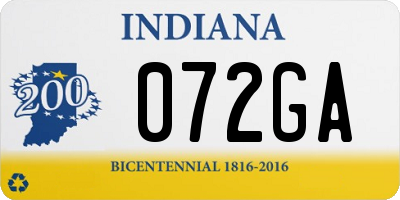 IN license plate 072GA