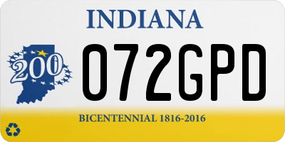 IN license plate 072GPD