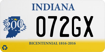 IN license plate 072GX