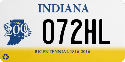 IN license plate 072HL