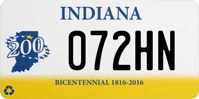 IN license plate 072HN