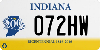 IN license plate 072HW