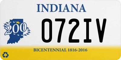 IN license plate 072IV