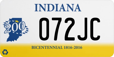 IN license plate 072JC