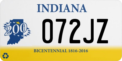 IN license plate 072JZ