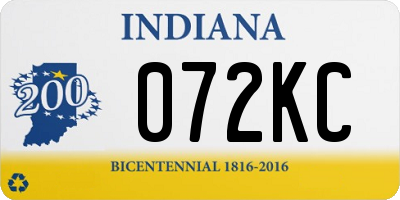 IN license plate 072KC