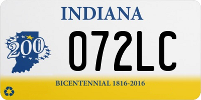 IN license plate 072LC