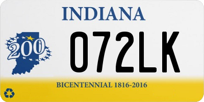 IN license plate 072LK