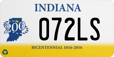 IN license plate 072LS