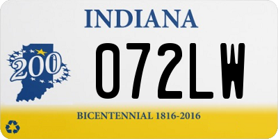 IN license plate 072LW