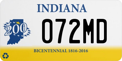 IN license plate 072MD