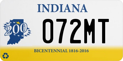 IN license plate 072MT