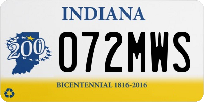 IN license plate 072MWS