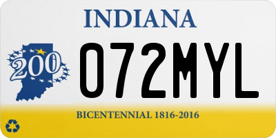 IN license plate 072MYL