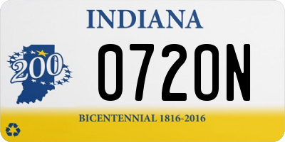 IN license plate 072ON