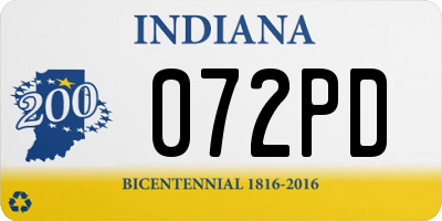 IN license plate 072PD