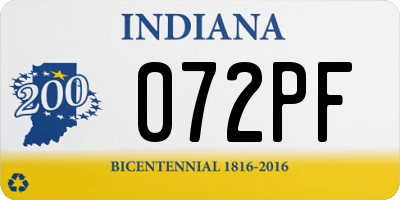 IN license plate 072PF