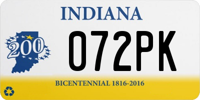 IN license plate 072PK