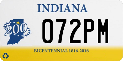 IN license plate 072PM