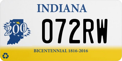 IN license plate 072RW