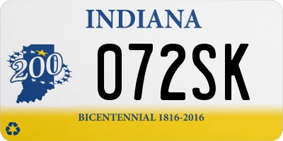 IN license plate 072SK