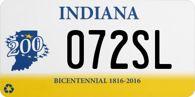 IN license plate 072SL