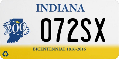 IN license plate 072SX