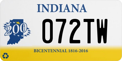 IN license plate 072TW