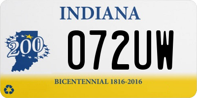 IN license plate 072UW