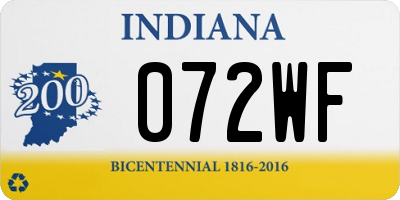 IN license plate 072WF