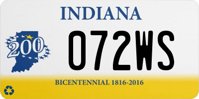 IN license plate 072WS