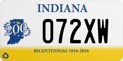 IN license plate 072XW