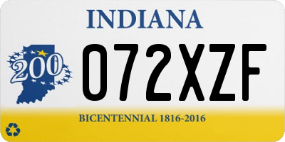IN license plate 072XZF