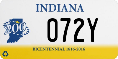 IN license plate 072Y