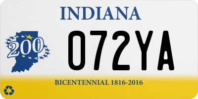 IN license plate 072YA
