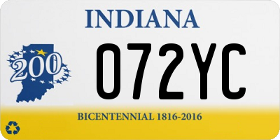 IN license plate 072YC