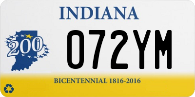 IN license plate 072YM