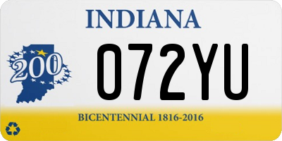 IN license plate 072YU