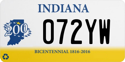 IN license plate 072YW