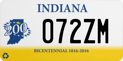 IN license plate 072ZM