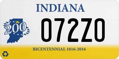 IN license plate 072ZO