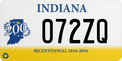 IN license plate 072ZQ