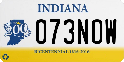 IN license plate 073NOW