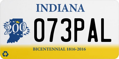 IN license plate 073PAL