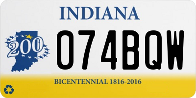 IN license plate 074BQW