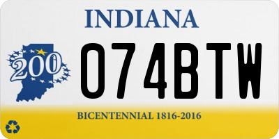 IN license plate 074BTW