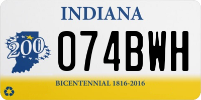 IN license plate 074BWH