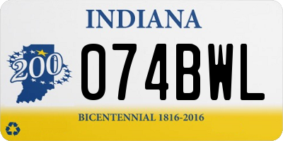 IN license plate 074BWL