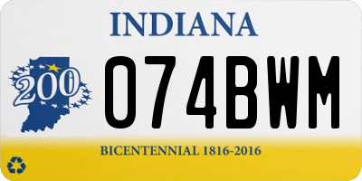 IN license plate 074BWM