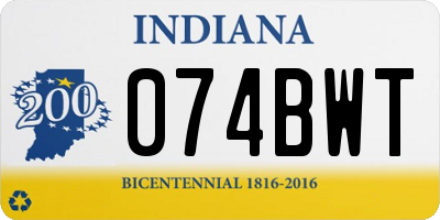 IN license plate 074BWT